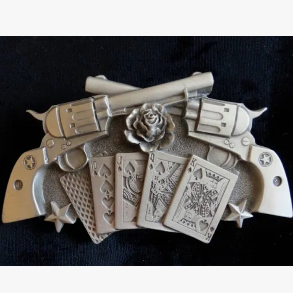 New poker straight pistols deck of cards belt Buckle